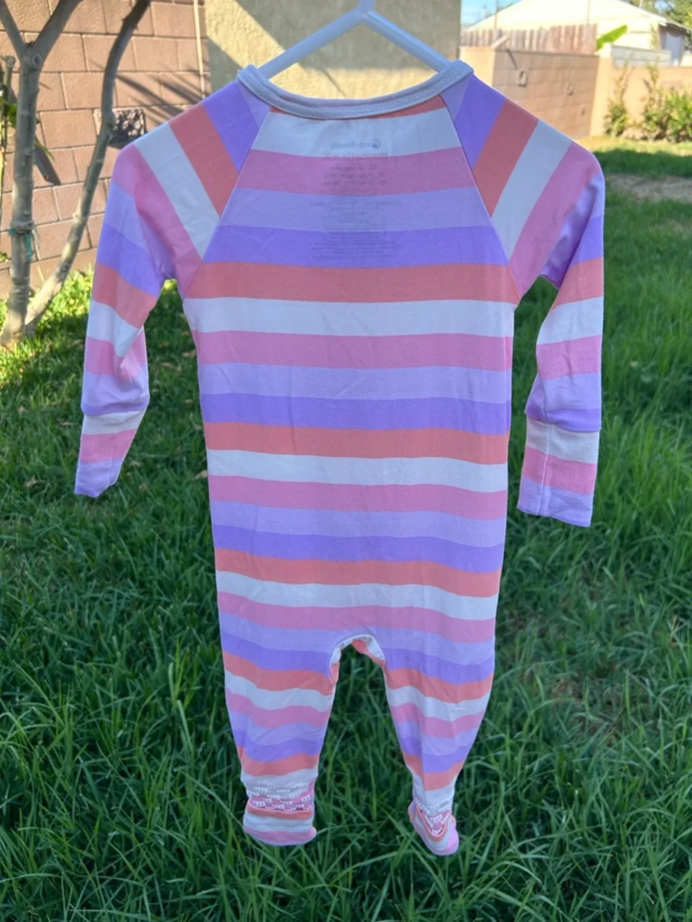 Magnetic Me Pink, Purple & Cream Striped Footie